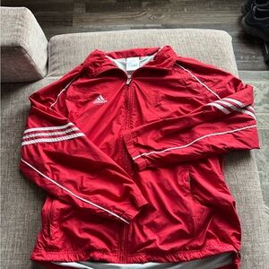 adidas Red Jacket with White Lining and Logo